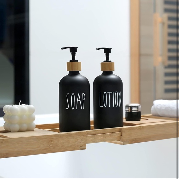 Black Soap and Lotion Bathroom Dispenser Set Hand Soap Lotion Set - Picture 3 of 5